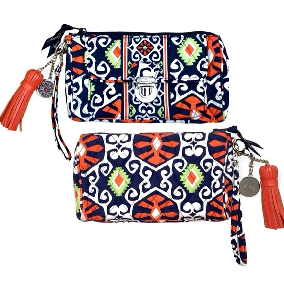 Vera Bradley Pushlock Wristlet Wallet Extra Keychains Retired Sun Valley - Picture 1 of 11